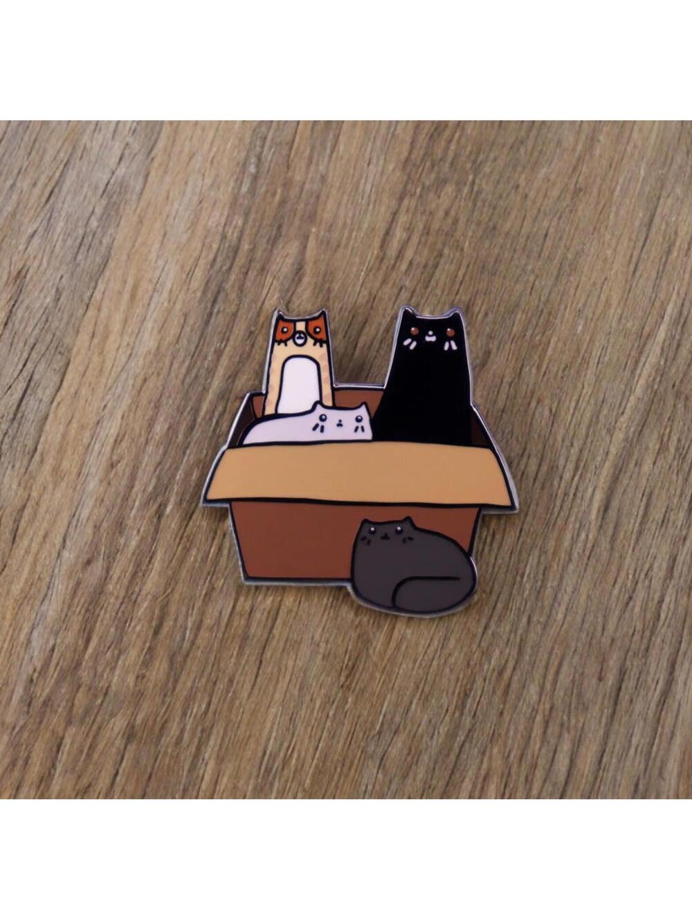 Pin - Cats In A Cardboard Box, If I Fits I Sits, Cute Kitty Cat Tabby Calico NWT